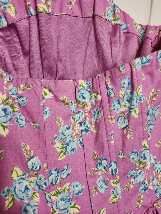 Zara Floral Bubble Hem Dress Size S - Picture 4 of 7